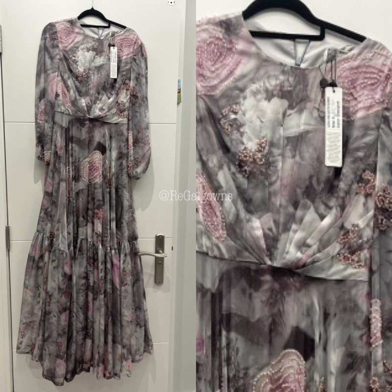 Grey and pink gown with sequins